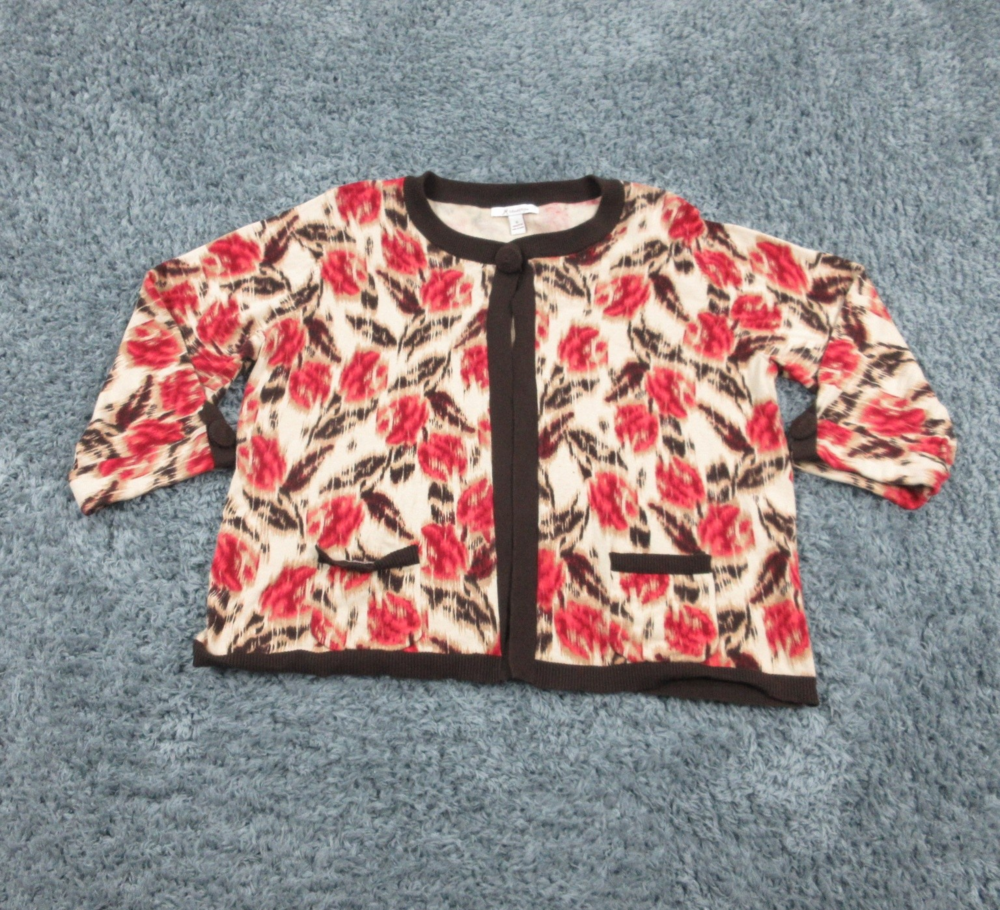 JM Collection Sweater Womens XL Floral Button Cardigan Lightweight Soft Knit